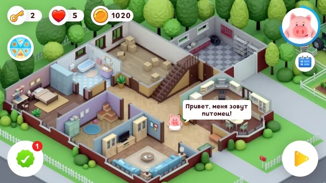 Главный экран дома Piggy Farm 2