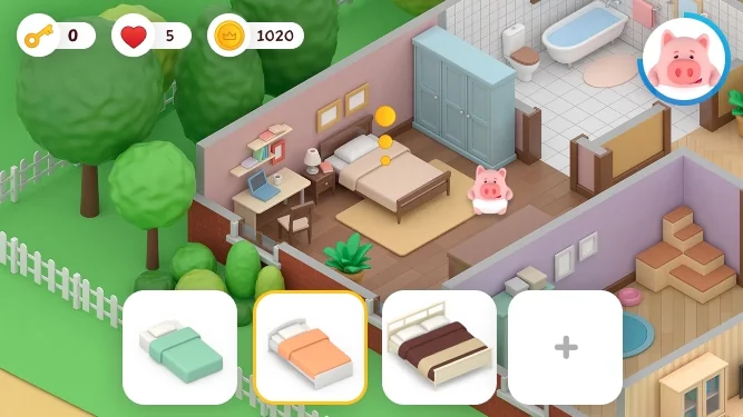 Выбор мебели и улучшений Piggy Farm 2